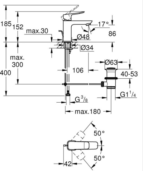 Змішувач для раковини Grohe QuickFix Dice 1018560000