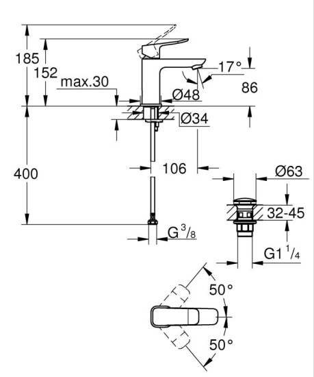 Змішувач для раковини Grohe QuickFix Dice 1018570000