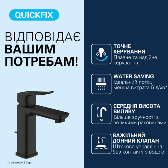 Смеситель для раковины Grohe QuickFix Dice Black 1018322430