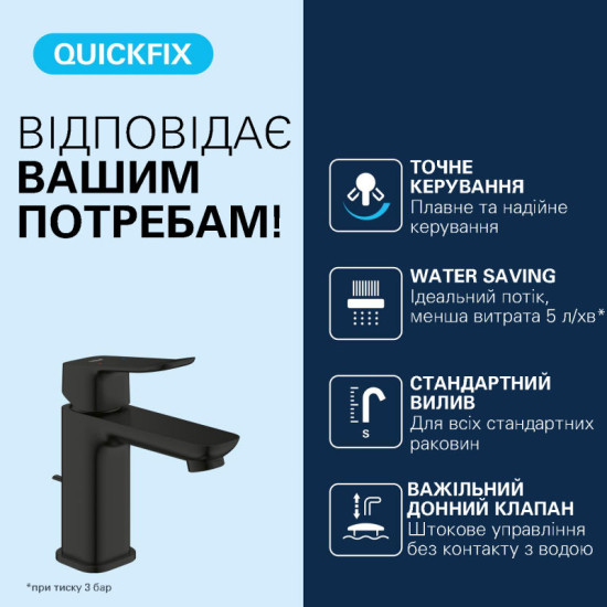 Смеситель для раковины Grohe QuickFix Dice Black 1018562430