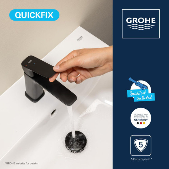 Змішувач для раковини Grohe QuickFix Dice Black ColdStart 1018362430