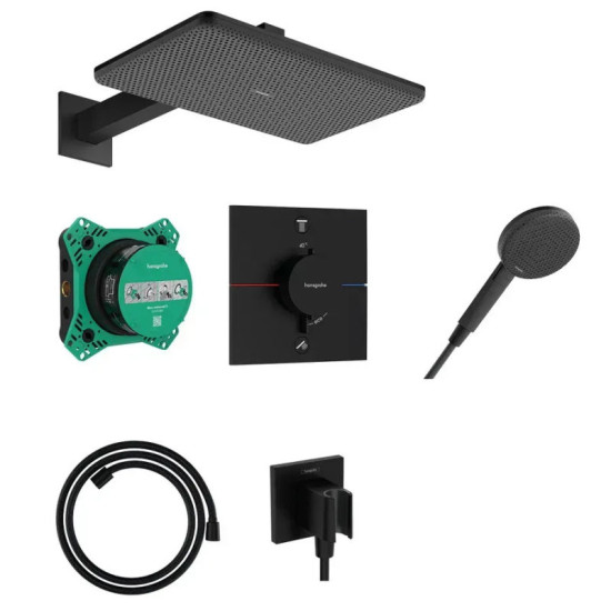 Душевая система скрытого монтажа Hansgrohe Raindance Alive Q 210/340 1jet 6 в1, Matt Black (24620670)
