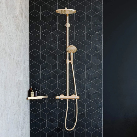 Душова система Hansgrohe Croma Select S 280 1jet Showerpipe EcoSmart з термостатом, бронза матова (26891140)
