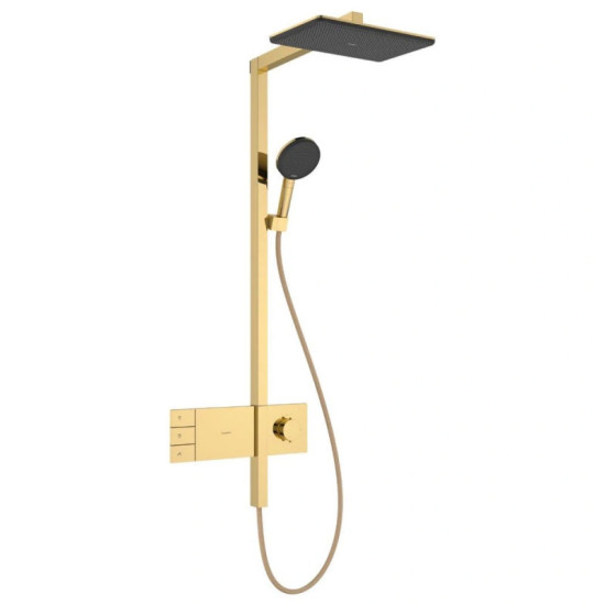 Душевая система Hansgrohe Raindance Alive Q 340/210 2jet EcoSmart ShowerSelect Comfort, Polished Gold Optic (24591990)