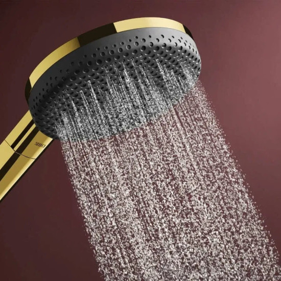 Душевая система Hansgrohe Raindance Alive Q 340/210 2jet EcoSmart ShowerSelect Comfort, Polished Gold Optic (24591990)