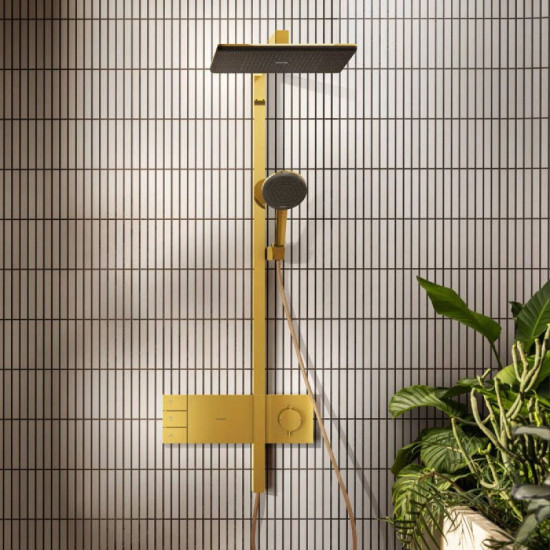 Душевая система Hansgrohe Raindance Alive Q 340/210 2jet ShowerSelect Comfort, Polished Gold Optic (24590990)