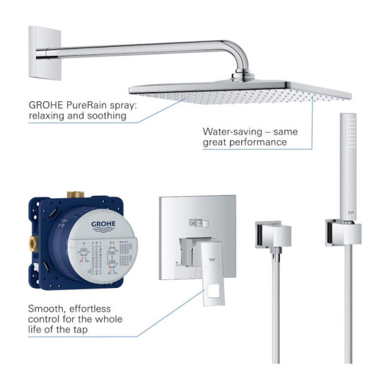 Душевая система скрытого монтажа Grohe Eurocube с Rainshower Mono 310 Cube, хром (25238000)