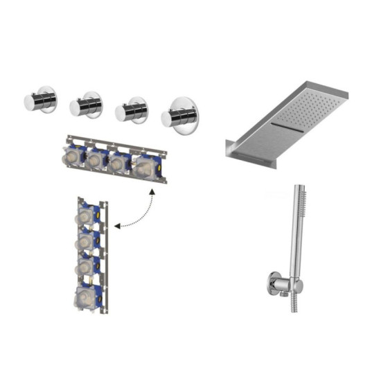Душова система прихованого монтажу Paffoni Modular Box, сталь (KITMDE019ST)