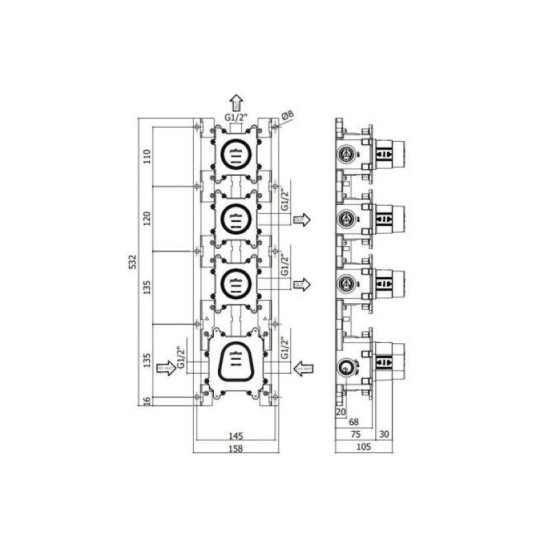 Душова система прихованого монтажу Paffoni Modular Box, сталь (KITMDE019ST)