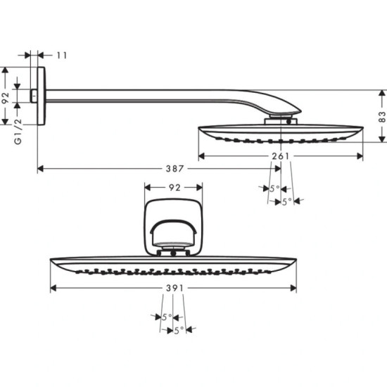 Лійка для верхнього душу Hansgrohe PuraVida Overhead shower 400 1jet с держателем, хром (27437000)