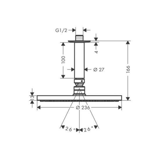 Лейка для верхнего душа Hansgrohe Raindance S Overhead shower 240 1jet, хром (27620000)