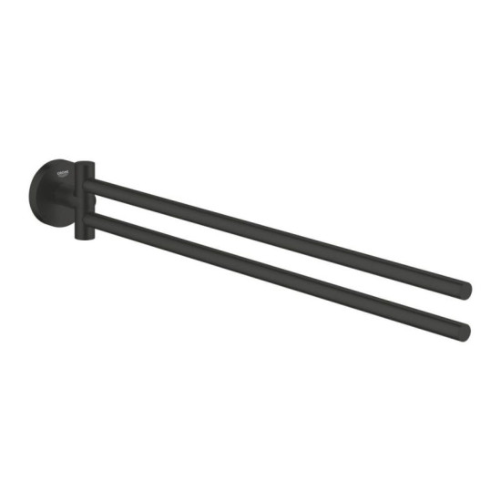 Полотенцедержатель Grohe Essentials 439 мм двойной, поворотный, скрытое крепление, черный матовый (1024672430)