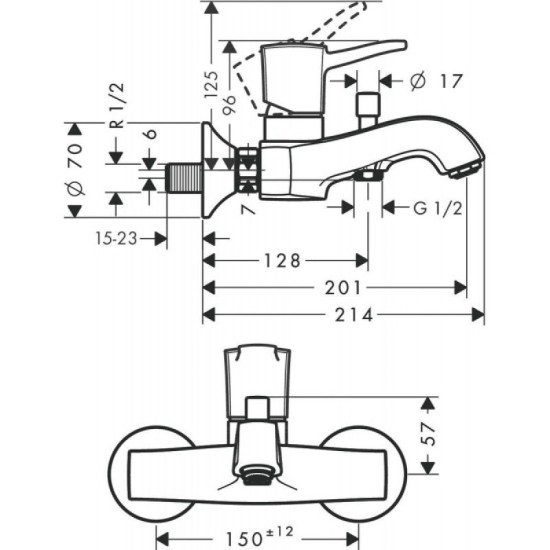 Смеситель для ванны Hansgrohe Metropol Classic (31340000)