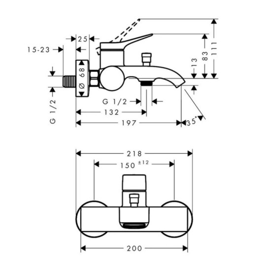 Змішувач для ванни Hansgrohe Vivenis Original, Chrome (75423000)