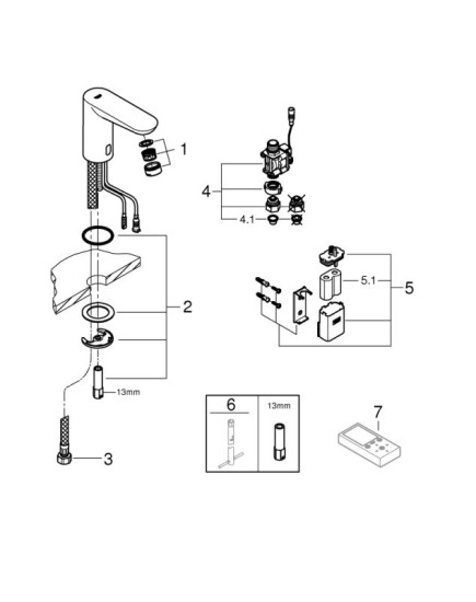 Смеситель для раковины Grohe Euroeco CE без смешивания 6V, хром (36271000)