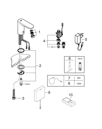 Змішувач для раковини Grohe Euroeco Cosmopolitan E з адаптером 100-230 V (36269000)
