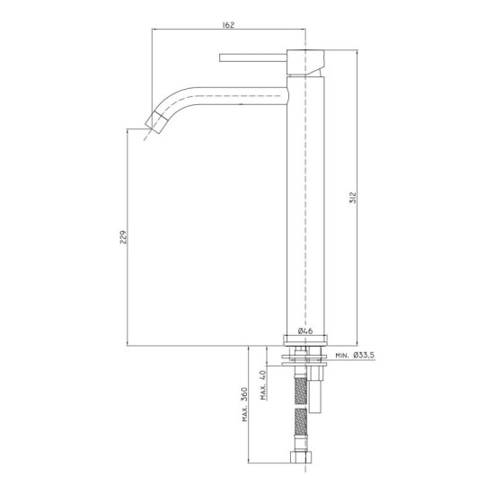 Змішувач для раковини Paffoni Light високий, Brushed Black Nickel (LIG081NKNSP)