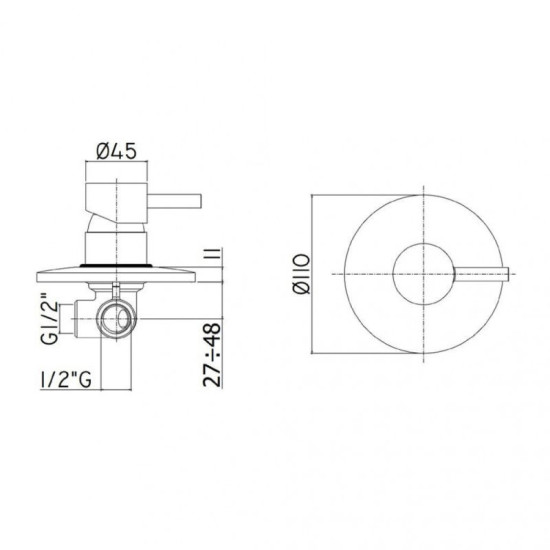 Змішувач прихованого монтажу для душу Paffoni Light, Brushed Copper (LIG011RMSP)