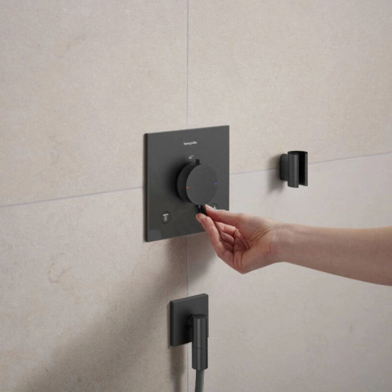 Змішувач термостатичний прихованого монтажу для душу Hansgrohe Ecostat Comfort E Brushed Black Chrome (33711340)