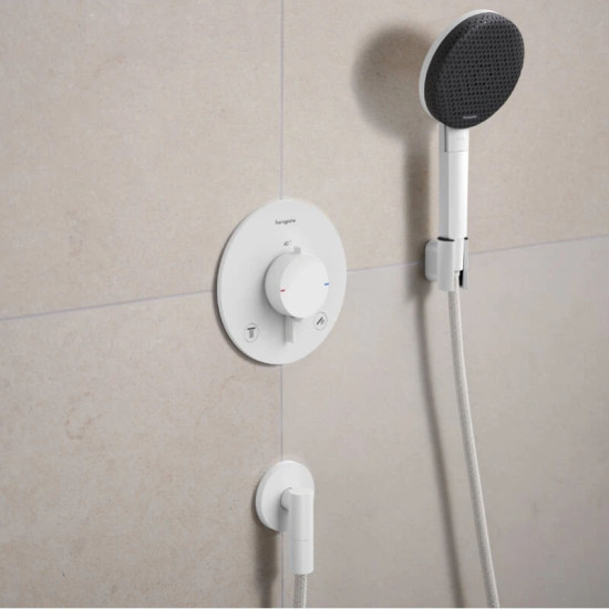 Змішувач термостатичний прихованого монтажу для душу Hansgrohe Ecostat Comfort S Matt White (33715700)