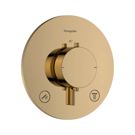 Смеситель термостатический скрытого монтажа для душа Hansgrohe Ecostat Comfort S Polished Gold Optic (33715990)