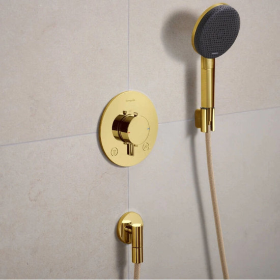 Смеситель термостатический скрытого монтажа для душа Hansgrohe Ecostat Comfort S Polished Gold Optic (33715990)