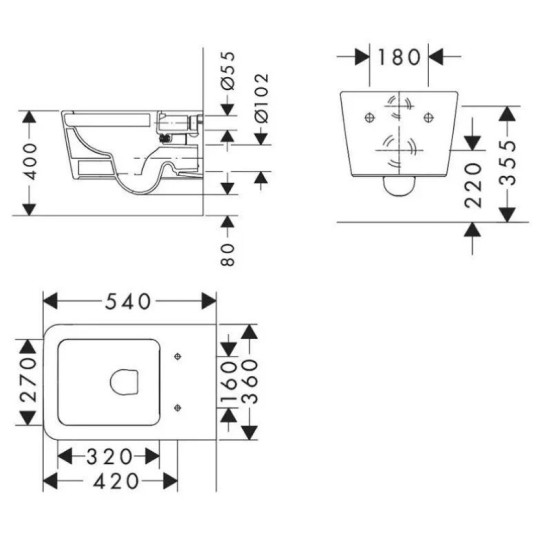 Унитаз подвесной Hansgrohe EluPura Q 540 (60194450_60150450)