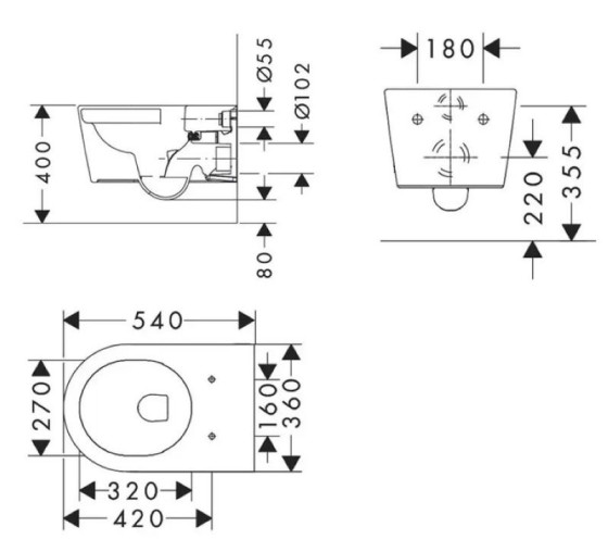 Унитаз подвесной Hansgrohe EluPura S 540 rimless (60193450_60148450)