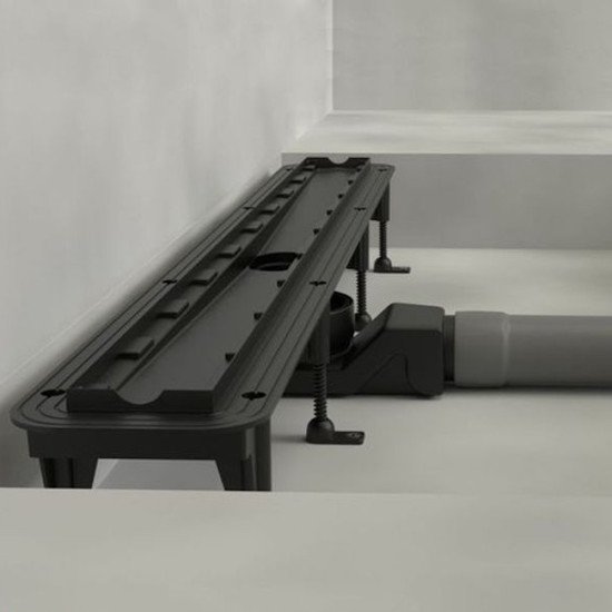 Лінійний трап Waterway Stream 550 мм чорний з решіткою Wave (нерж/шліф) (WSB600003N1)
