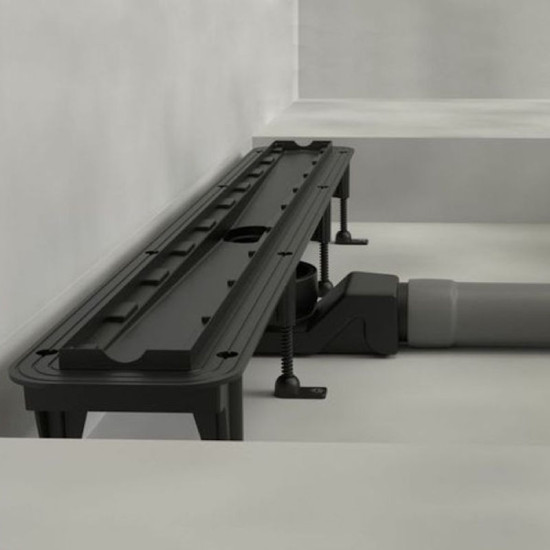 Лінійний трап Waterway Stream 650 мм чорний з решіткою Wave (нерж/шліф) (WSB700003N1)