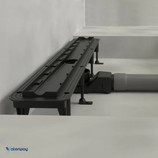 Лінійний трап Waterway Stream 850 мм, чорний з решіткою Wave (нерж/поліров) (WSB900004N1)