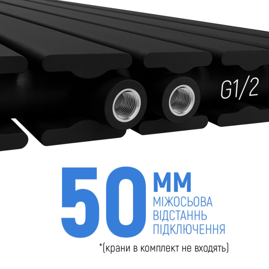 Вертикальний радіатор Navin Largo double 456*1800-6 (50мм), anticor, чорний муар