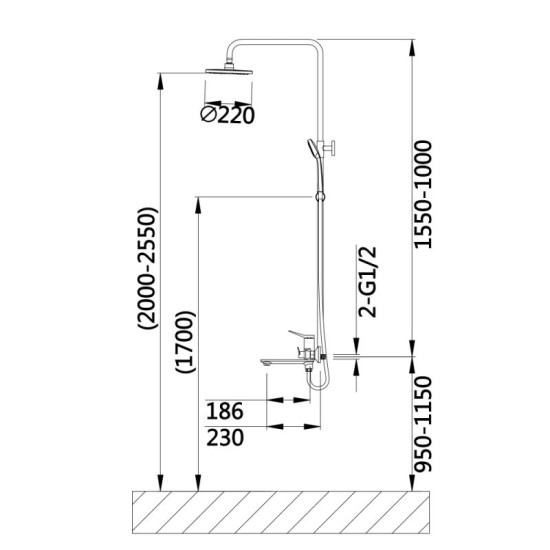 Душевая система Qtap Presto QTPRE111GRP45585 Graphite