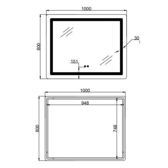 Дзеркало Lidz Kubis (KU2) 1000х800 з LED-підсвічуванням Touch LD78LF6141008048450