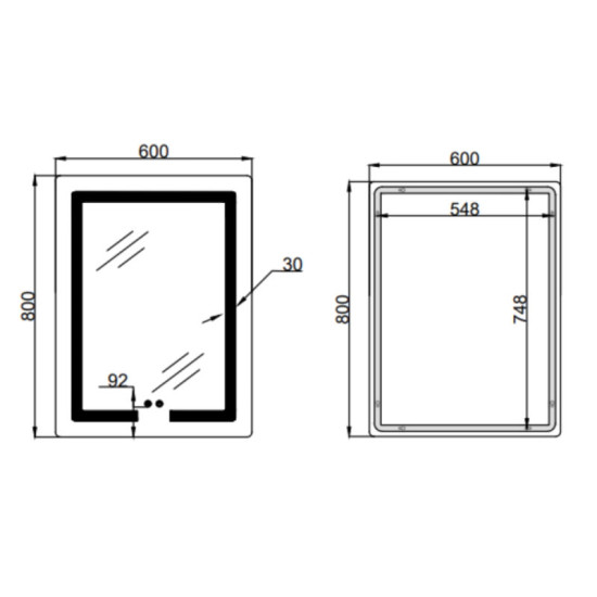 Зеркало Lidz Kubis (KU2) 600х800 с LED-подсветкой Touch LD78LF937608048449