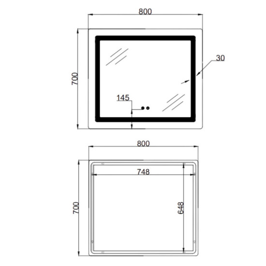 Дзеркало Lidz Kubis (KU2) 700х800 з LED-підсвічуванням Touch LD78LF9048070