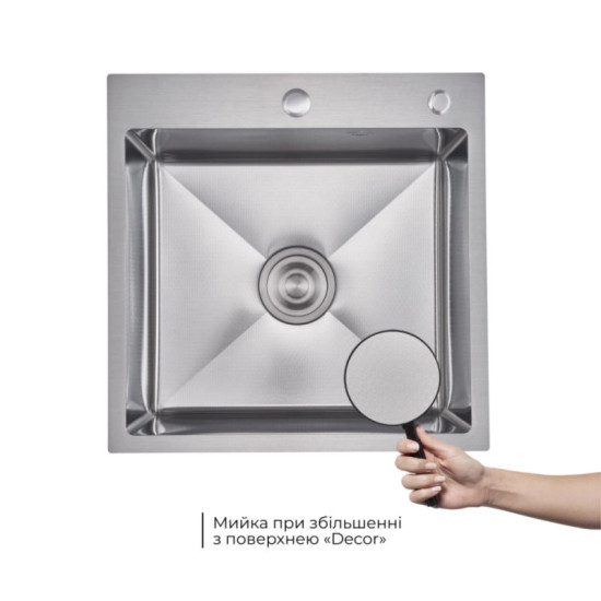 Кухонна мийка Lidz Handmade H5050H Decor Honeycomb з дозатором + Lidz K01G