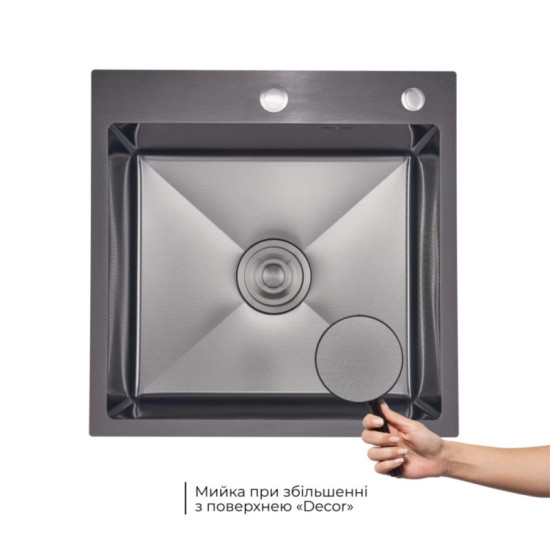 Кухонная мойка Lidz Handmade H5050HB Decor Black PVD Honeycomb с дозатором+ Lidz K01G