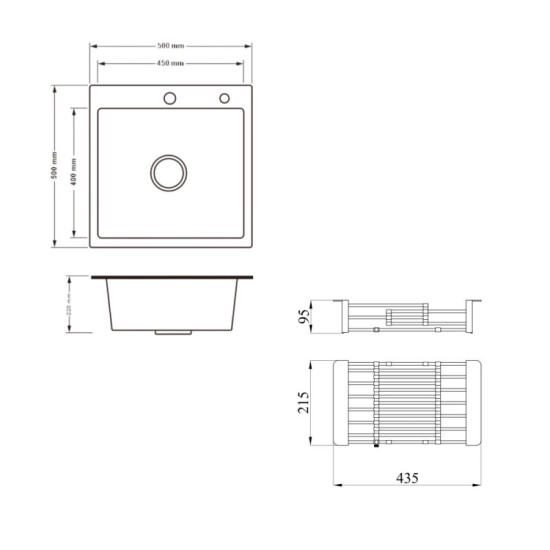 Кухонная мойка Lidz Handmade H5050HB Decor Black PVD Honeycomb с дозатором+ Lidz K01G
