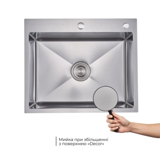 Кухонна мийка Lidz Handmade H6050H Decor Honeycomb з дозатором + Lidz K01G