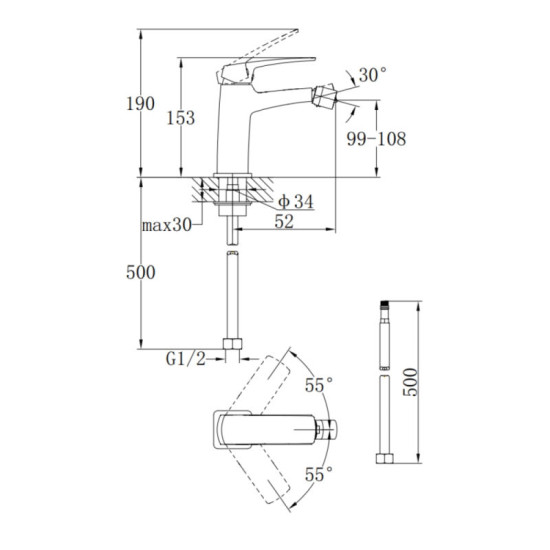 Змішувач для біде Qtap Tern QTTER255CRM47589 Chrome