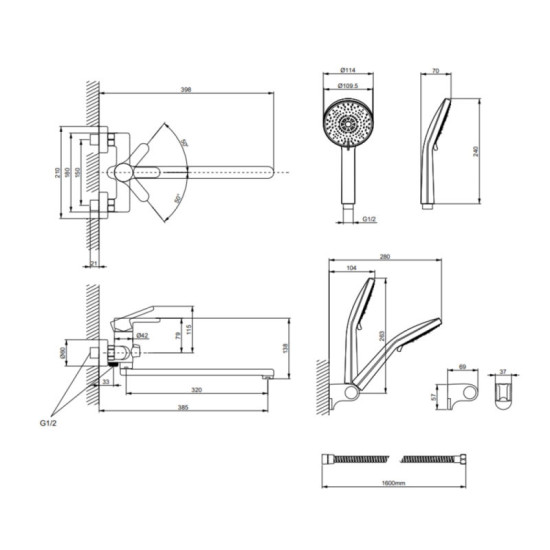 Смеситель для ванны Lidz Astra 005 (k35) LDAST005CRM48088 Chrome