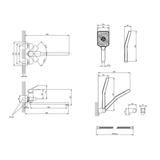 Смеситель для ванны Lidz Orion 005 (k35) LDORI005CRM48094 Chrome