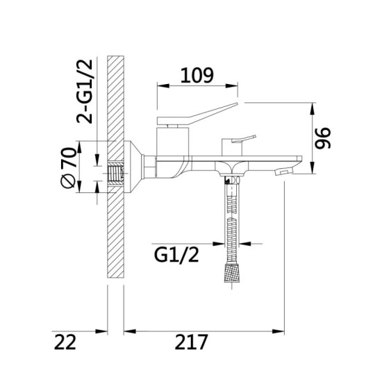 Змішувач для ванни Qtap Presto QTPRE259GRP45584 Graphite