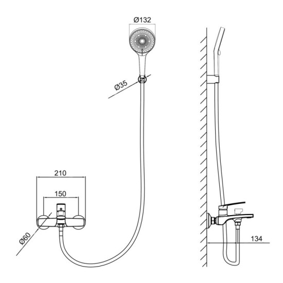 Смеситель для ванны Qtap Slavonice QTSLV259GMB48035 Gunmetal Black PVD