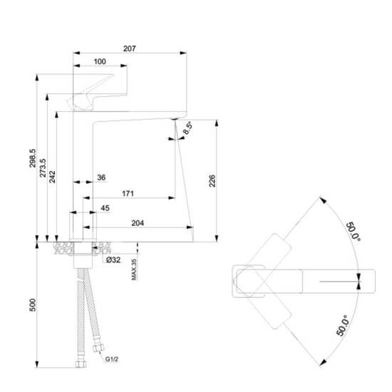 Змішувач для раковини Lidz Orion 001FH (k25) LDORI001FHCRM48096 Chrome
