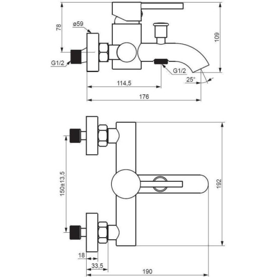 Змішувач для ванни Damixa 361000000 Scandinavian Pure