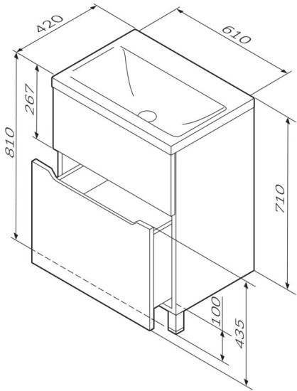 Тумба с раковиной, напольная, 60 см Am.Pm M91-FSX0602-WC0602WG38 GEM S