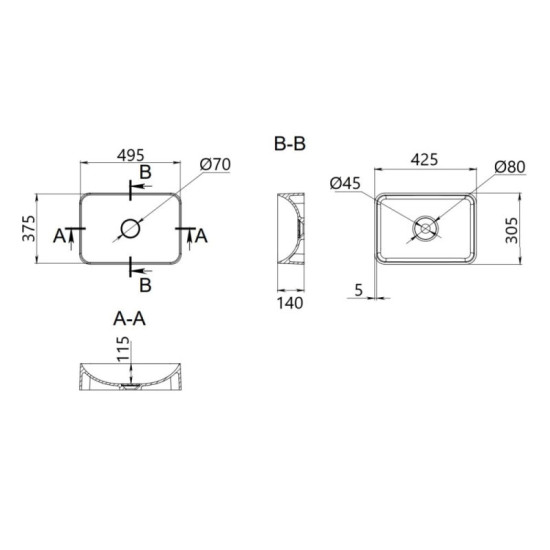 Раковина Qtap Robin 500х380х140 Marble QT04116302MR