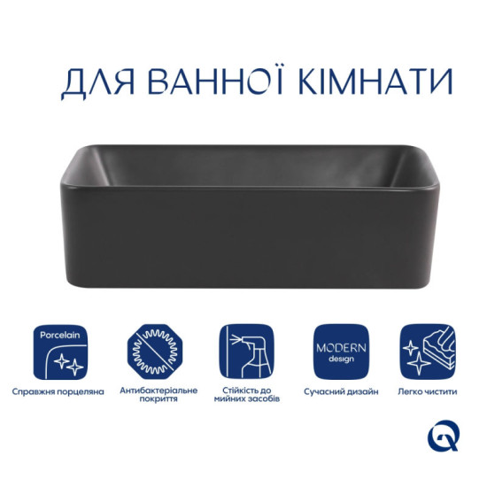 Раковина Qtap Tern 480x370x135 Anthracite QT17116069AN
